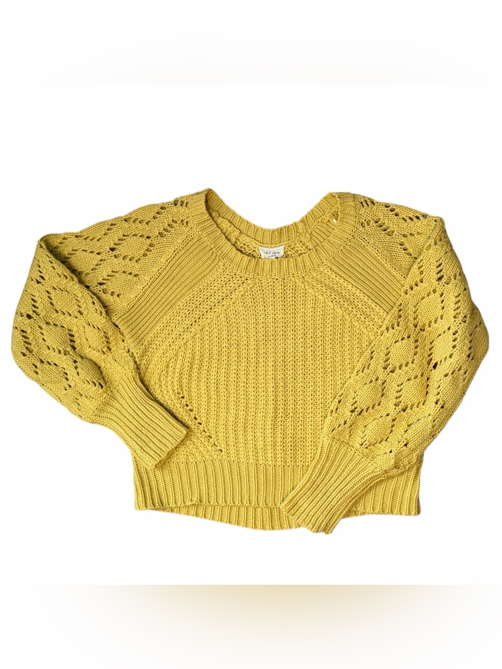 1.4.3. Story by Line Up Yellow Pointelle Acrylic Balloon Sleeve Sweater Medium